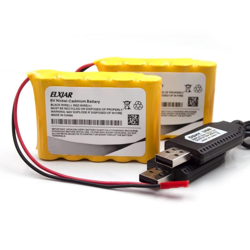 (2-Pack) 6V 900Mah Aa Ni-Cd Rechargeable Battery With Usb Charger Cable For New Huina 540 Dump 520 Rc Bulldozer And 510 Excavato