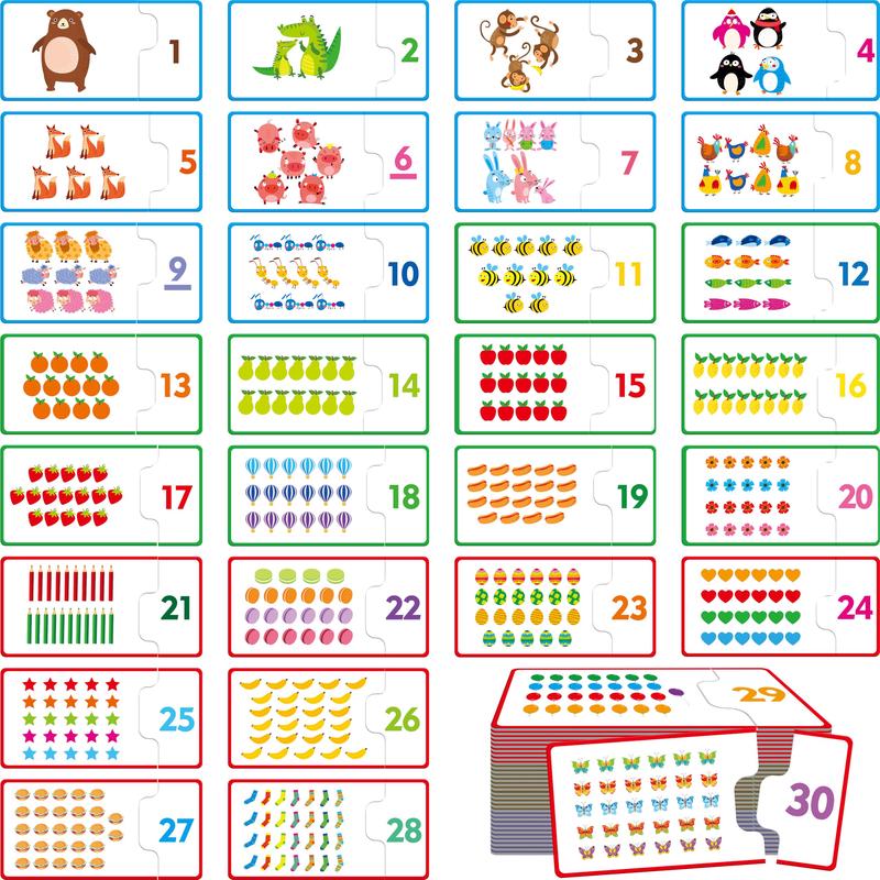 1-30 Number Puzzle Games 60 Double-Sided Self-Correcting Math Game Early Learning Educational Toy for Beginner Preschool Toddlers