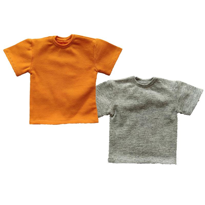 1/6 Custom Scale 2X T-Shirt Clothes For 12\'\' Male Action Figure Doll Clothes Toy (Gray+Orange)