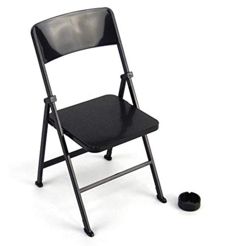 1/6 Scale Black Foldable Chair For 12\' Action Figure Accessories Dollhouse Decoration Miniature Furniture