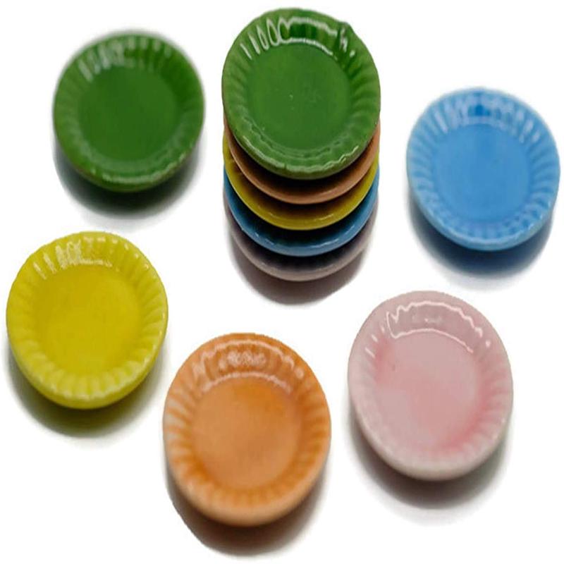 10 Mixed 4 Colour Cearmic Plate Dish Bowl Dollhouse Miniatures Food Kitchen 1 Shop for You