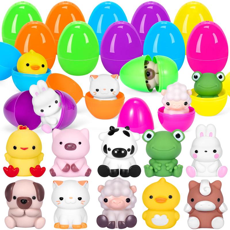 10 Pcs Prefilled Easter Eggs With Animal Finger Puppets Toys Easter Basket Stuffers Fillers For Toddlers, Classroom Prize Suppli