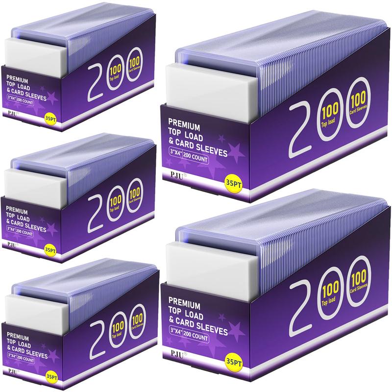 1000 Card Sleeves Top Loaders for Cards Toploaders enhanced Baseball Card Sleeve Hard Plastic 3 x 4 Trading Cards Holder Sports Protectors(500 Toploaders + 500 Penny Sleeves)