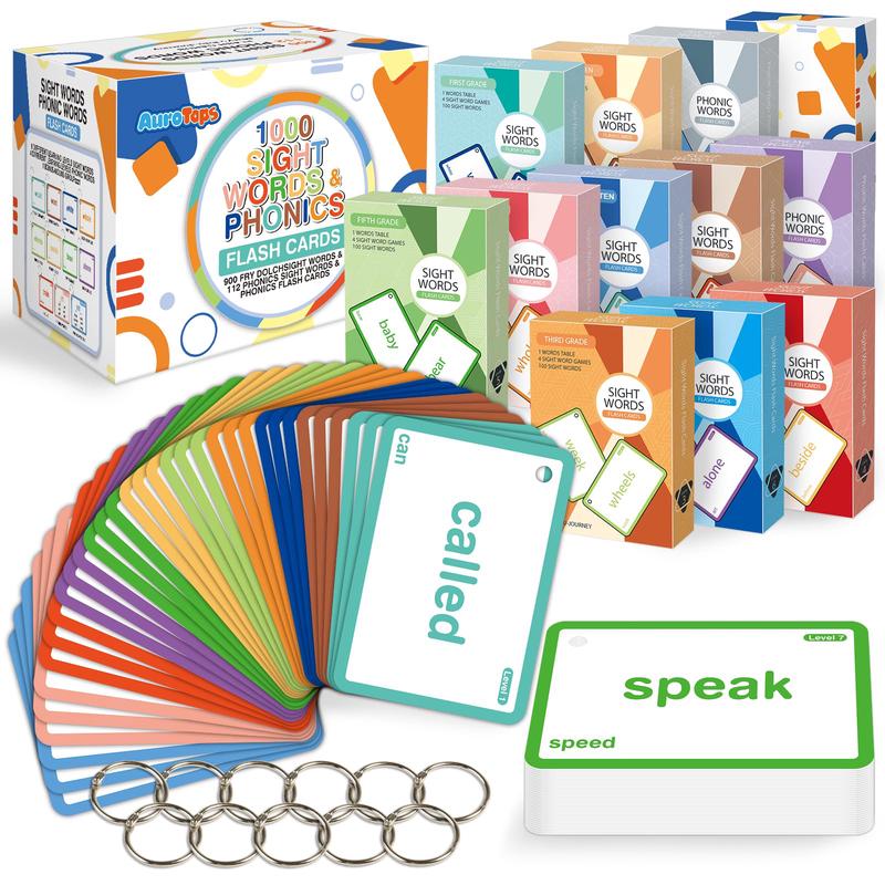 1012 Sight Words/Phonics Flash Cards, Dolch & Fry High Frequency Site Words, Learn To Read Cvc Blends,Short/Long Vowel Sounds, Flash Cards Games For Prek Kindergarten 1 2 3 4 5 6 Grade,Kids 4-13 Years