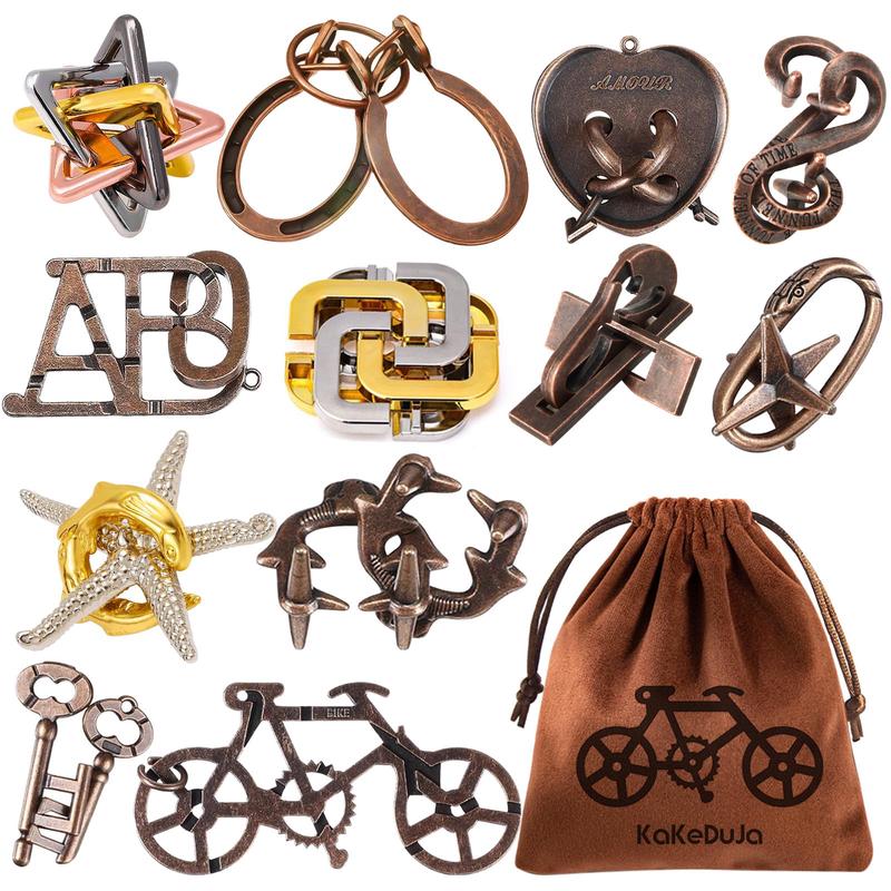 12 PCS Brain Teaser Puzzles Metal Puzzle Logic Metal Puzzle for mature-themed Lock Puzzles Gift for mature-themeds Teenagers Kids