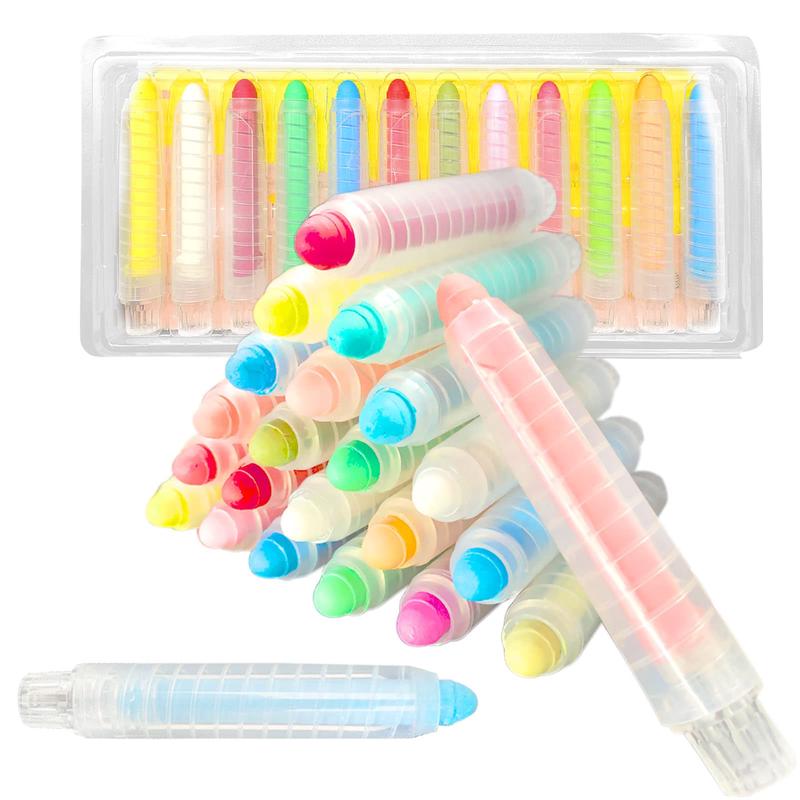 12 Pcs Sidewalk Chalk Set For Kids, 12 Colors Dust-Free Washable Outdoor Toddler Chalk With Holder For Blackboard Drawing Writin