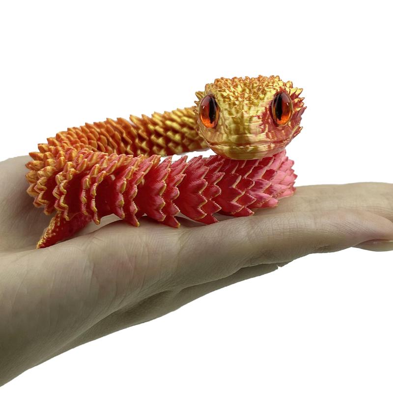 12In 3D Printed Snake Toys, Flexible 3D Printed Animal, Fidget Adhd Snake Toys, Perfect Desk Pet For Animal Collectors