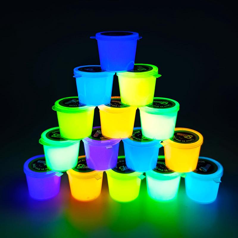 15 Pack Glow In The Dark Slime Kit, With Purple, Green, Blue, Orange And Yellow Etc, Galaxy Slime Favor For Child Birthday, Super Cute Girls Boys Stress Relief Toys