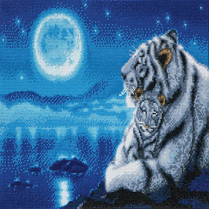 Crystal Art Mounted Kit Lullaby White Tigers 16X20\"