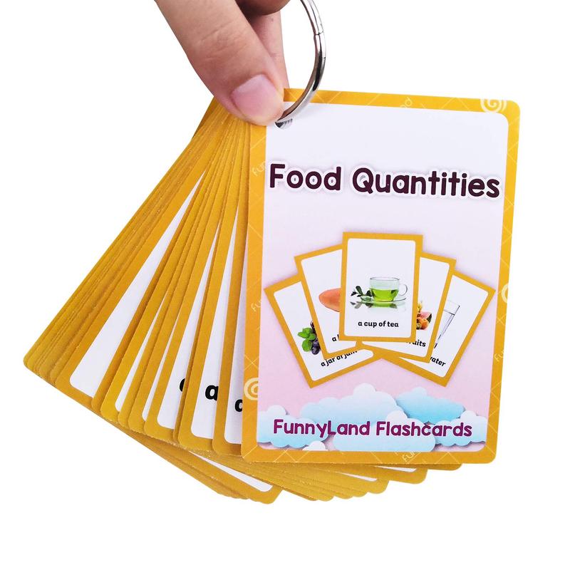 18Pcs/Set Food Quantities Kids Gifts English Flash Cards Pocket Card Educational Learning Baby Toys For Children Pre-Kindergarte
