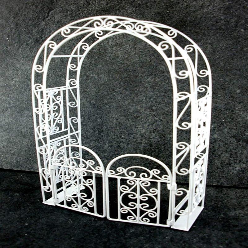 1:12 Scale White Arbor with Gate #Eiwf531