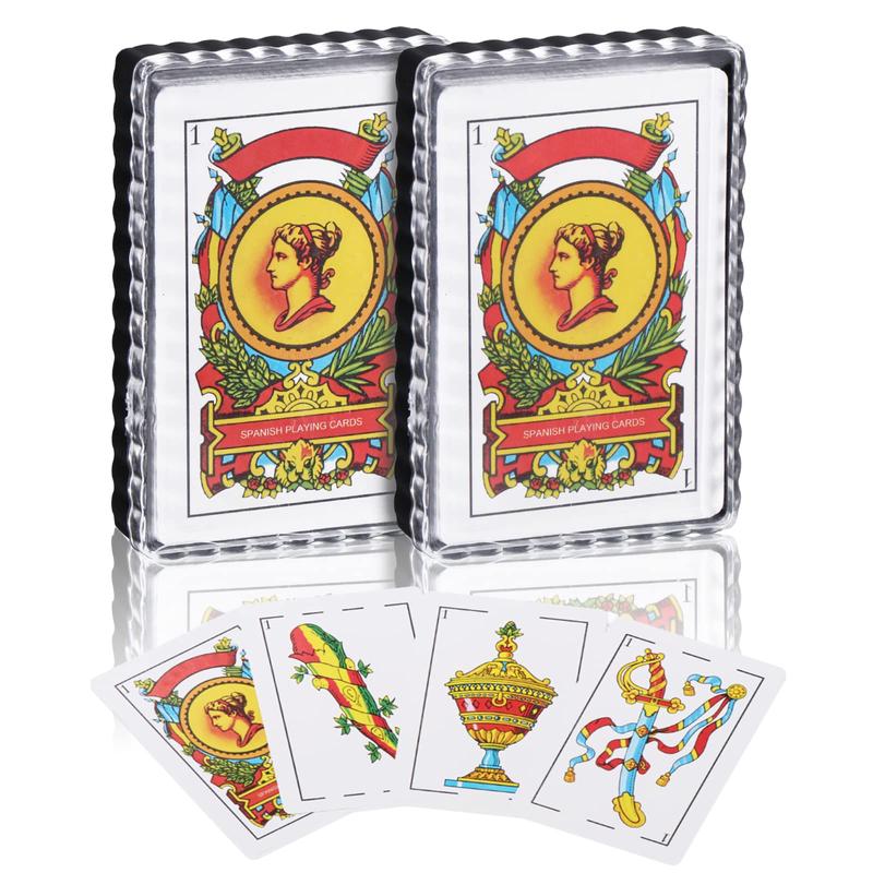 2 Decks Spanish Playing Cards Cartas Espaolas, Baraja Espaola, Briscas Cards Puerto Rico, Mexican Plastico Spanish Cards (With Playing Card Boxes)