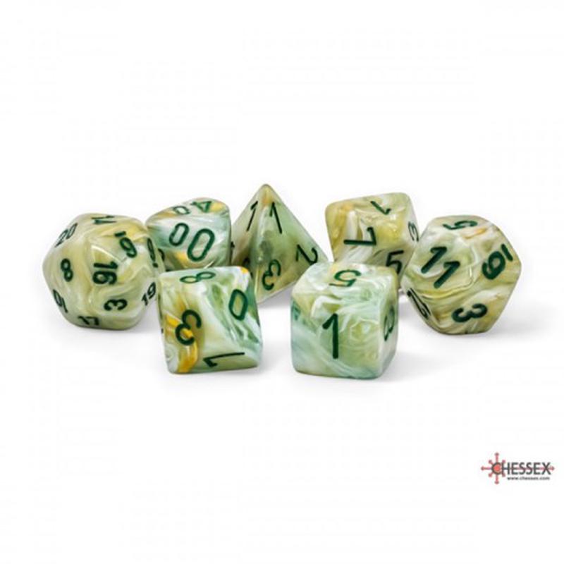 7-Die Set Mega-Hedrals Marble: Green/Dark Green
