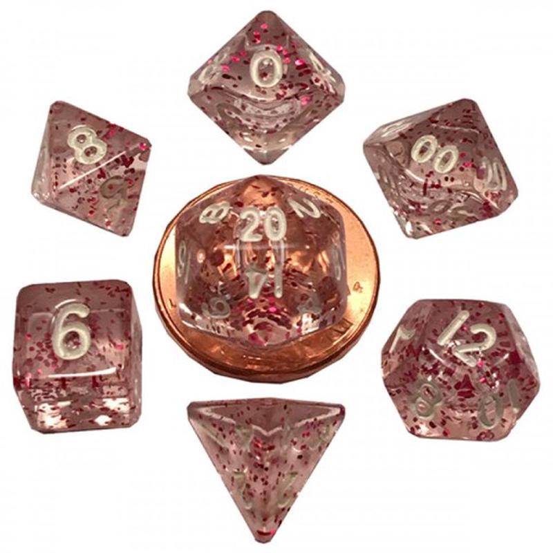 7 Count Mini Dice Poly Set: Ethereal Light Purple and White