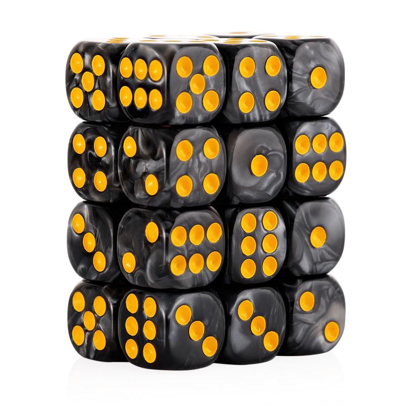 24 of Pack 16MM 6 Sided Dice Set,Pearl Pattern D6 Game Dice Set, 6 Sided Standard Dices for Yahtzee, Bunco or Teaching Math,with