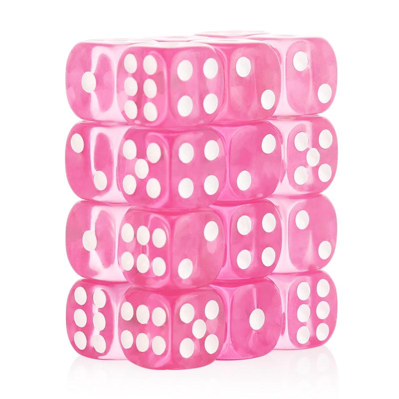 24 of Pack 16MM 6 Sided Dice Set,Translucent Colors D6 Game Dice Set, 6 Sided Standard Dices for Yahtzee, Bunco or Teaching Math