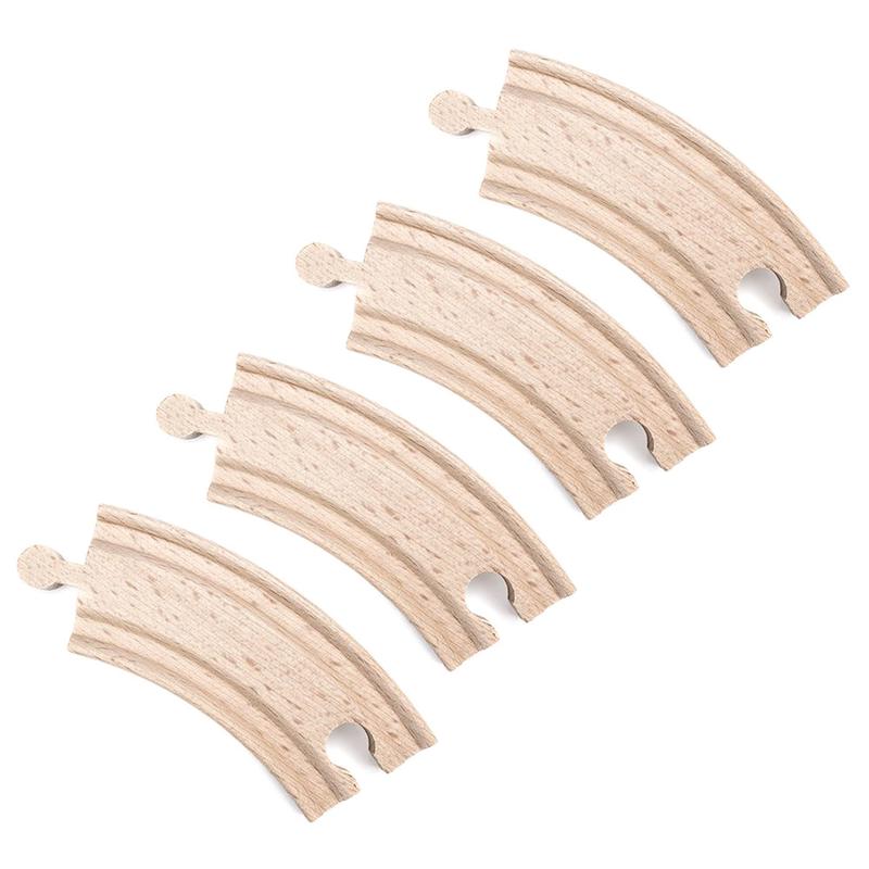 4-Piece 3.5\'\' Curved Wooden Train Track Value Booster Pack - Compatible with All Major Toy Train Brands by Conductor Carl