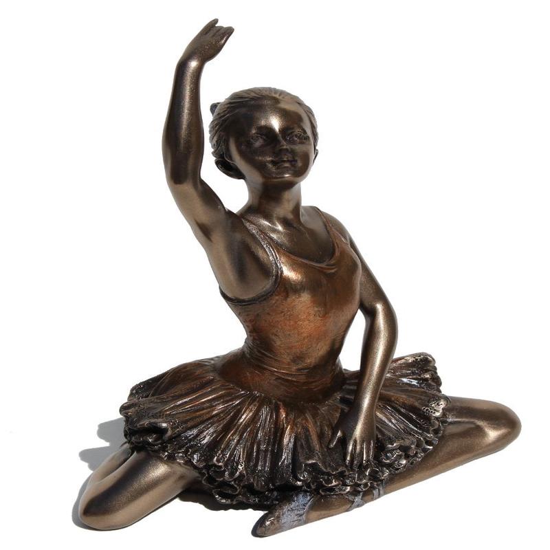 5.13 Inch Ballerina - Warming Up Cold Cast Bronzed Figurine