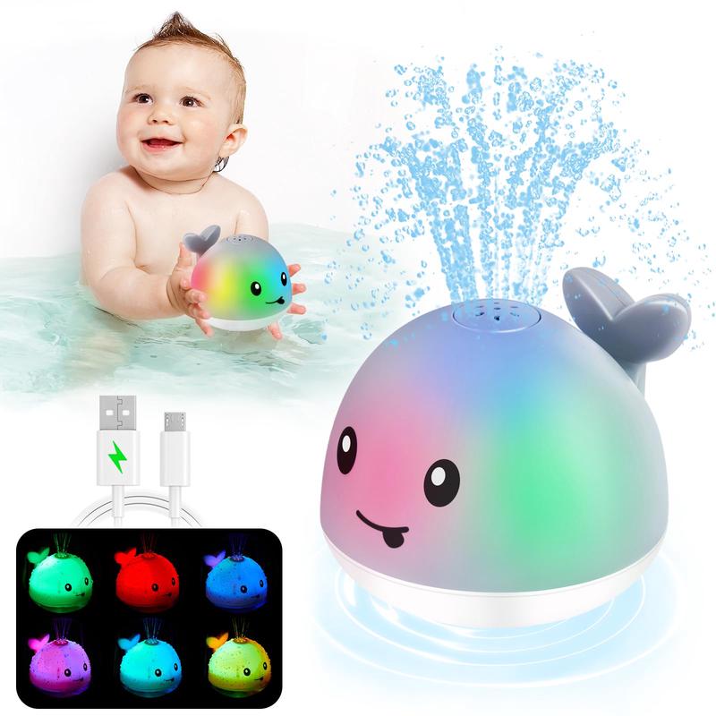 ?2024 Upgraded?Baby Bath Toys, Rechargeable Whale Bath Toy Sprinkler, Light Up Bath Toys For Toddlers 1-3, Baby 6-12 12-18 Month