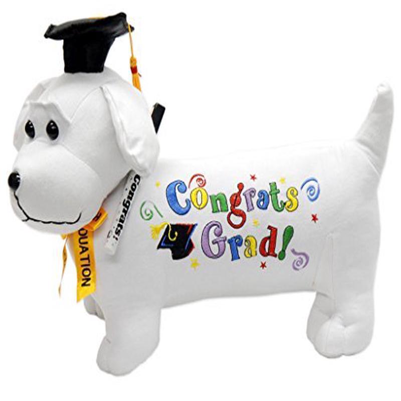 ?? Graduation Autograph Stuffed Dog W/Pen, Congrats Grad! Black 12\'