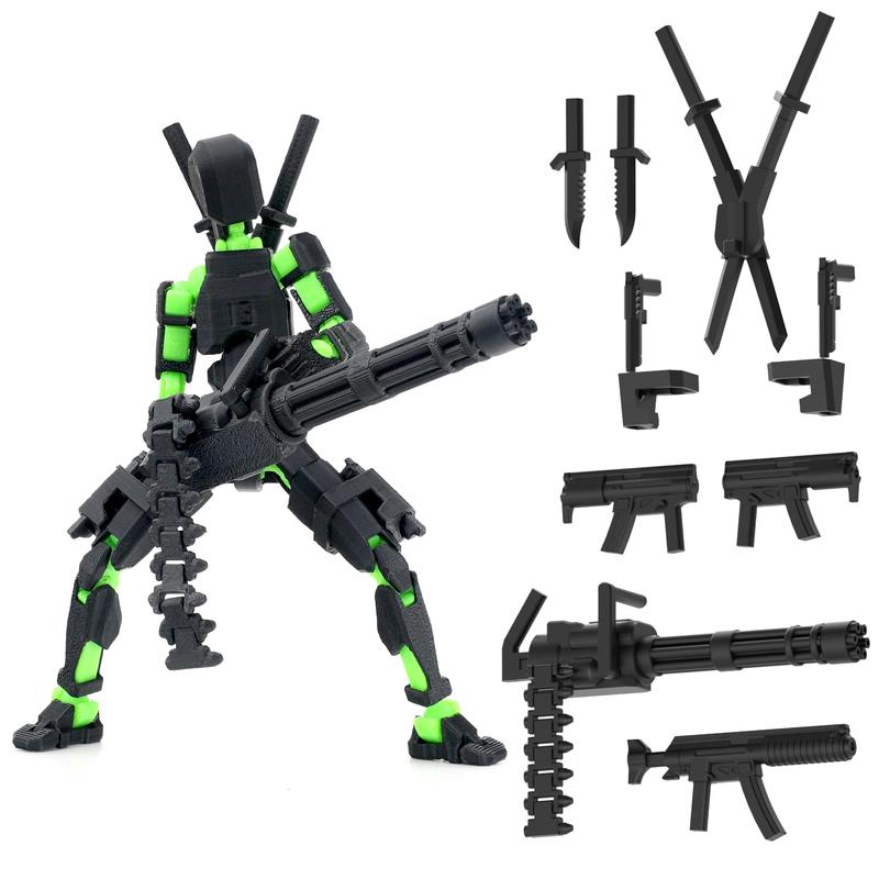 ?Assembled? T13 Action Figure Set Giant decorative replica blade Titan 13 Robot Action Figure 3D Printed robo 13 Action Fidget Toys Dummy Figure Articulated T13 for Collectors Desktop Decorations (Bla