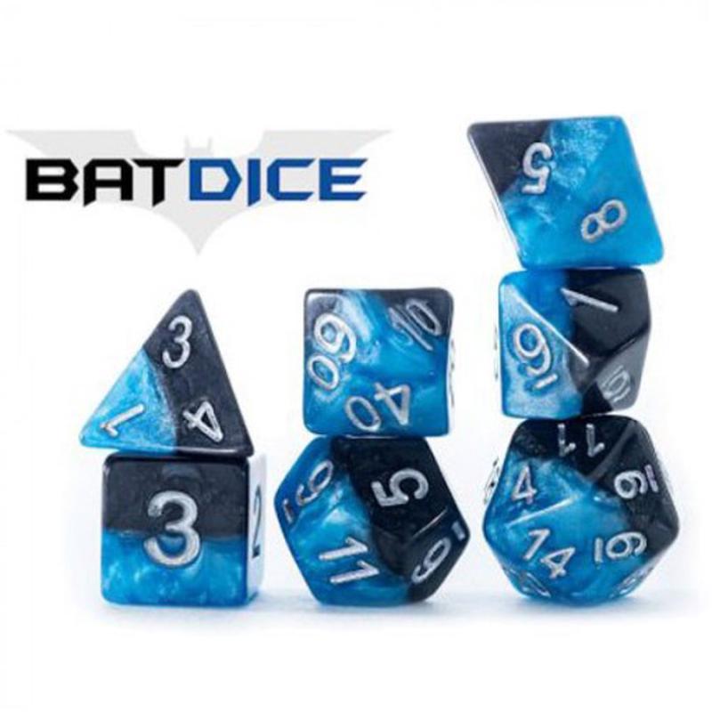 Halfsies Dice: 7 Die Polyhedral Set Bat Dice