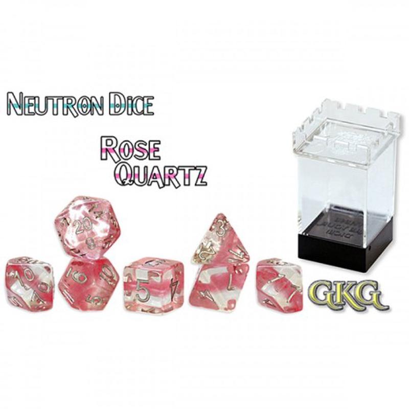 Neutron Dice: 7 Die Polyhedral Set Rose Quartz
