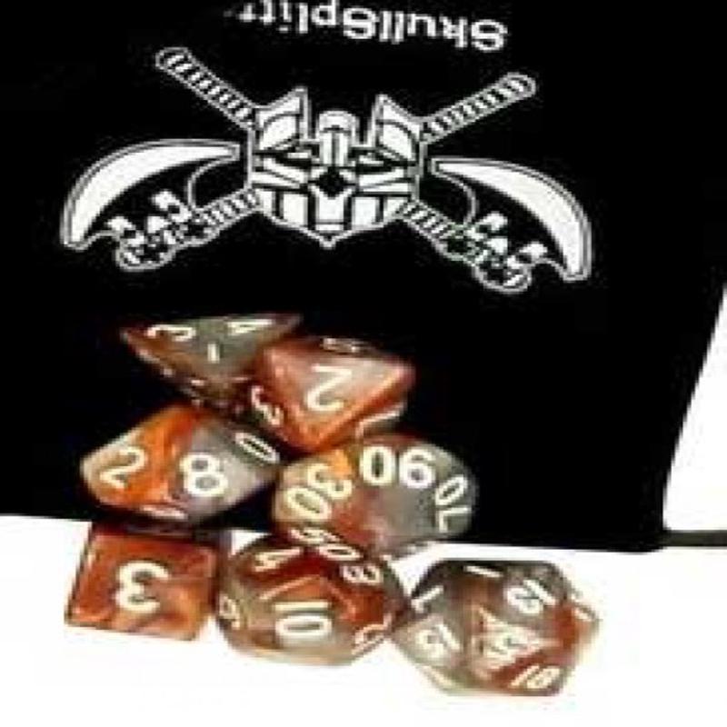 Swirl Dice 7 Die Set Copper/Silver
