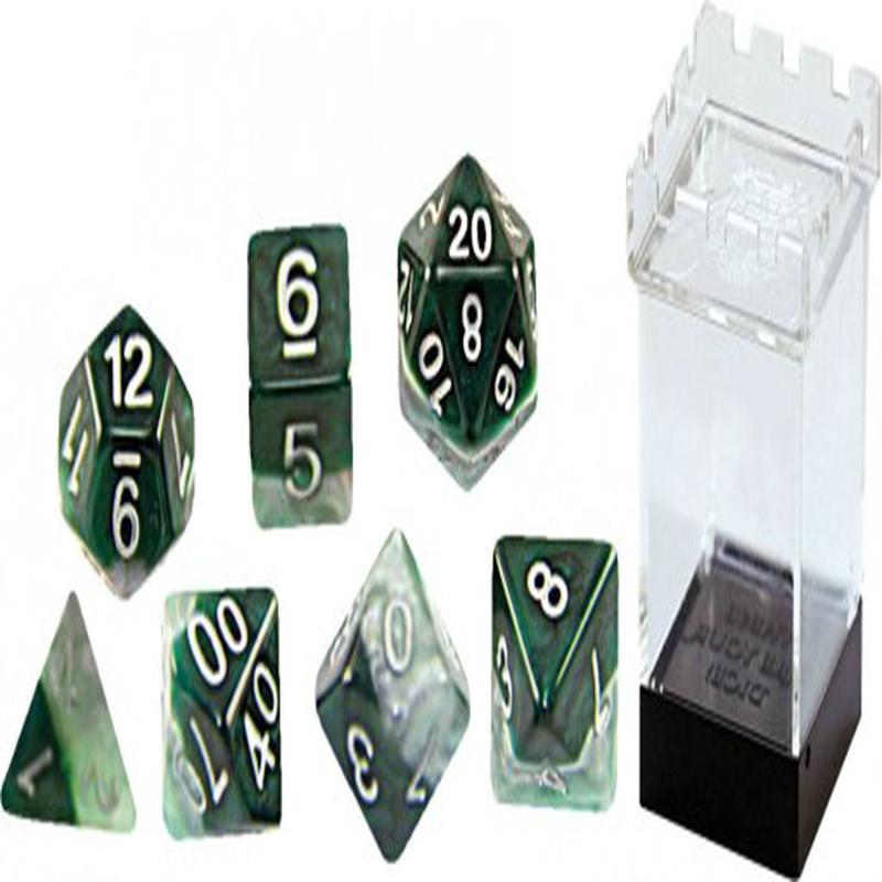 Halfsies Dice: 7 Die Polyhedral Set Adamantium 2e