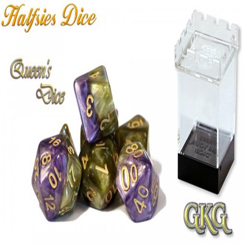 Halfsies Dice: 7 Die Polyhedral Set Queens Dice