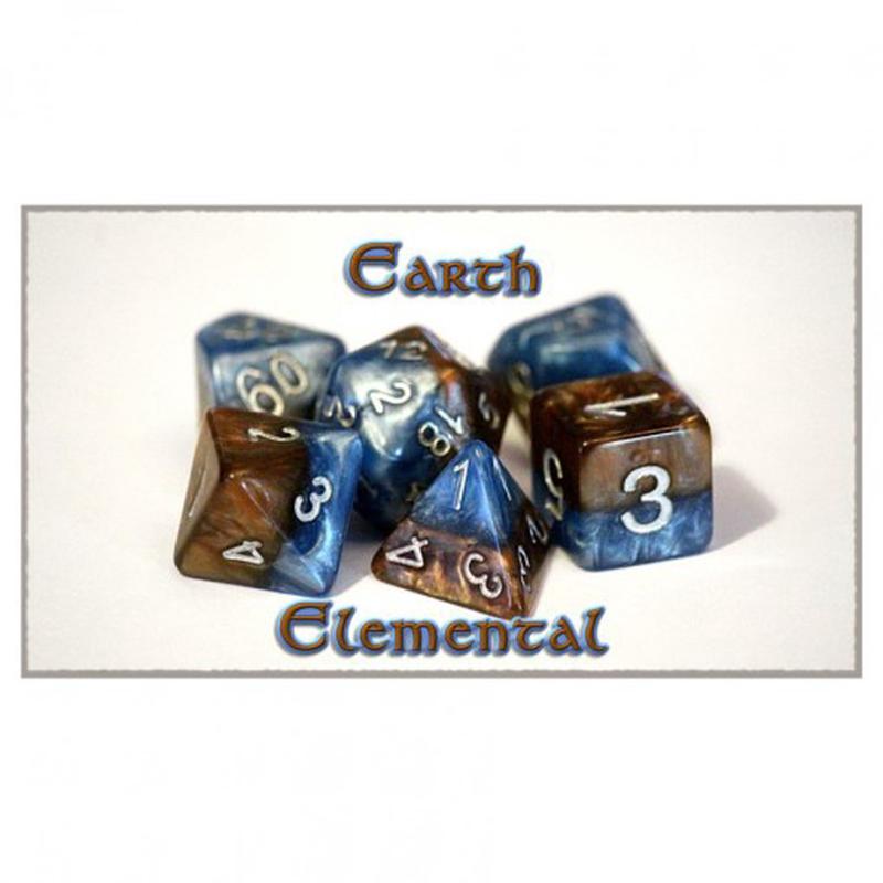 Halfsies Dice: 7 Die Polyhedral Set Earth Elemental