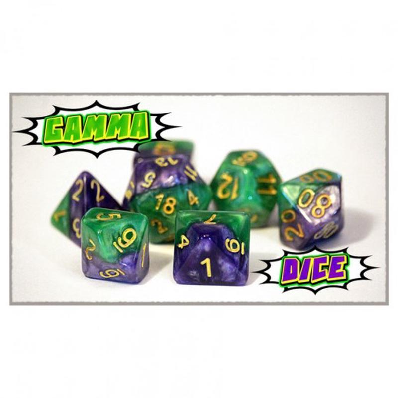 Halfsies Dice: 7 Die Polyhedral Set Gamma