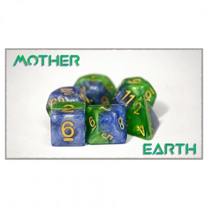 Halfsies Dice: 7 Die Polyhedral Set Mother Earth