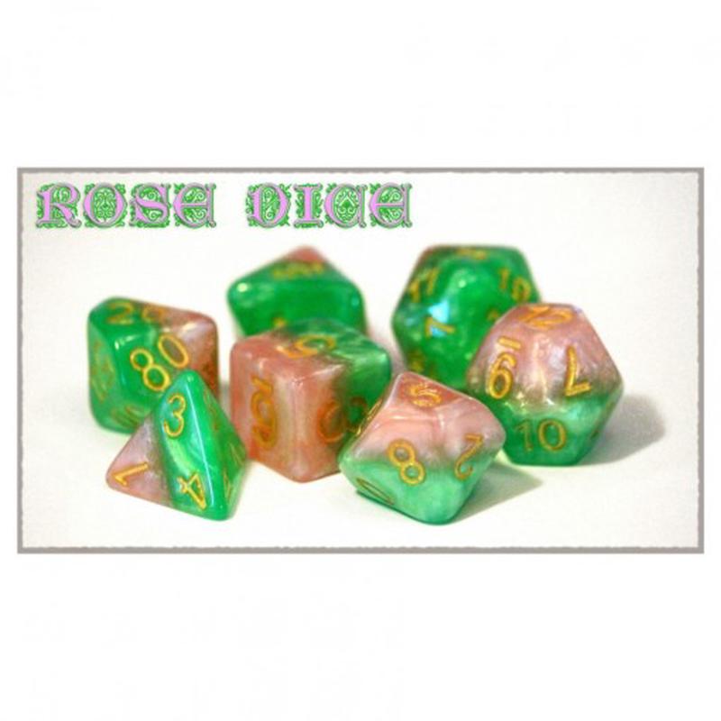 Halfsies Dice: 7 Die Polyhedral Set Rose