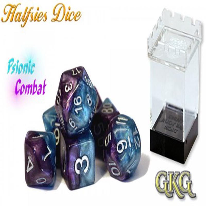 Halfsies Dice: 7 Die Polyhedral Set Psionic Combat
