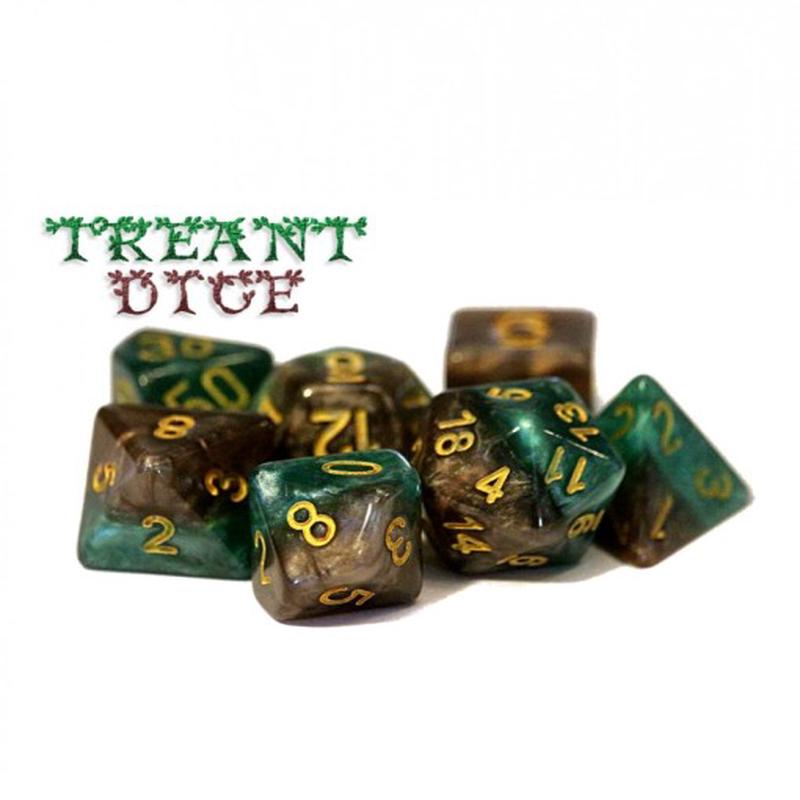 Halfsies Dice: 7 Die Polyhedral Set Treant