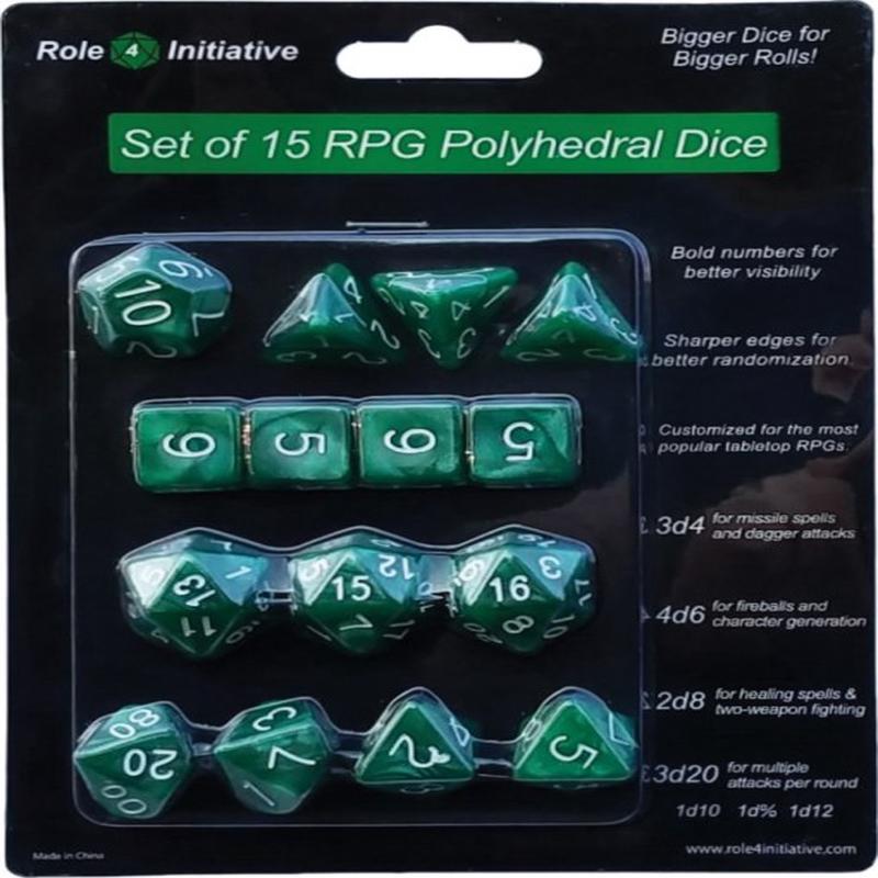 Marble Green with White Numbers Set of 15