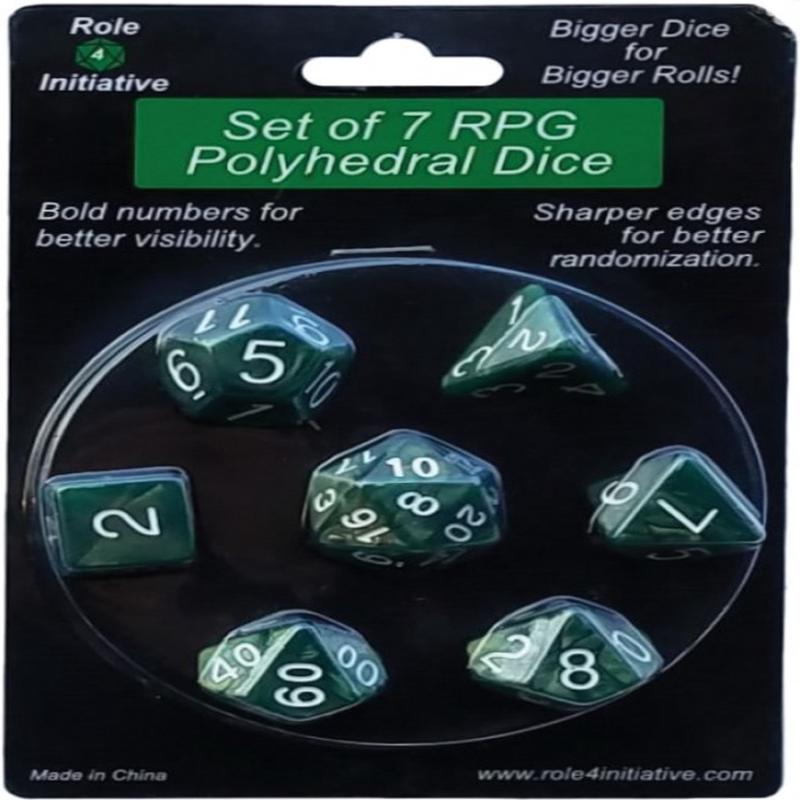 Emerald Dragon Shimmer with White Numbers Set of 7