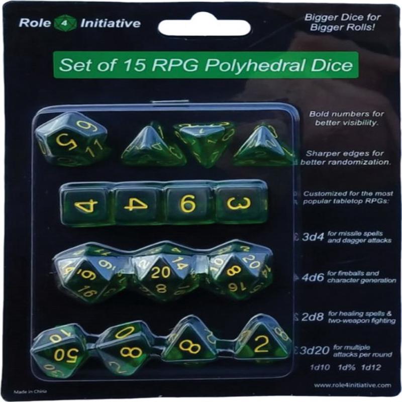 Translucent Dark Green with Gold Numbers Set of 15