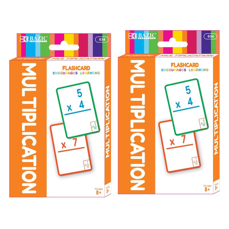 Bazic Multiplication Flash Cards, Numbers Elementary Math Flashcards Game At School, Problem Solving (36/Pack), 2-Packs