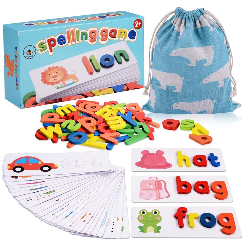 Beestech Spelling Matching Letter Games, Educational Learning Toys For Toddlers 2, 3, 4 Years Old, Preschool Learning Toys Activities, Alphabet Montessori Toys For 2,3,4 Year Old Boys, Girls