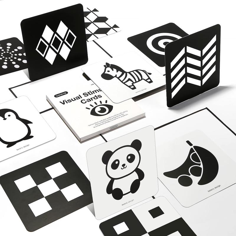 Beiens High Contrast Baby Flashcards, Newborn Brain Development Toys, Visual Stimulation Learning Activity Cards, 20 Pcs 40 Pages 5.5\'\' X 5.5\'\' Educational Infants Gift