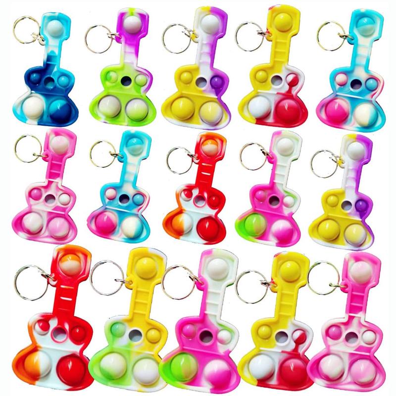 100 Packs Guitar Bulk Music Mini Pop Fidget Toys Autism Special Needs Squeeze Sensory Party Favors Gift for Kids mature-themeds Classroom Student Bubble Prizes
