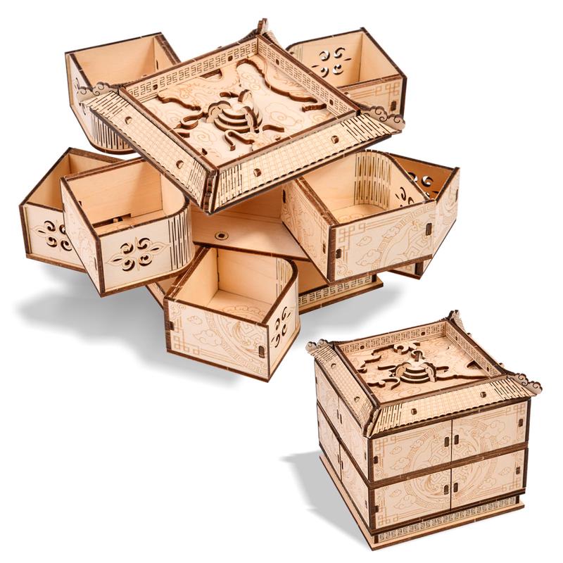 3D Wooden Puzzle Mechanical Treasure Box of Dragon DIY Model Kits and 3D Puzzles for mature-themeds Unique Wooden Puzzle for mature-themeds Hobbies Projects mature-themed Building Sets Gift for Women