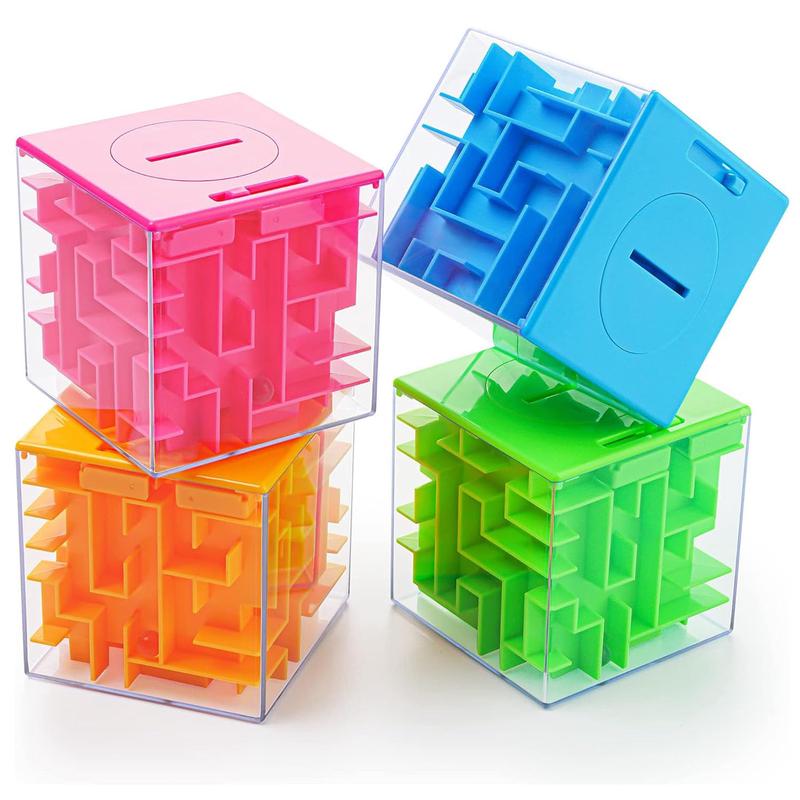 4-Pack Trekbest Money Maze Puzzle Boxes - Fun and Educational Brain Teasers for Kids and mature-themeds for Holidays Birthdays