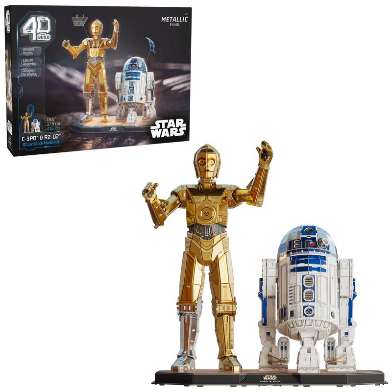 4D Build Star Wars C-3PO & R2-D2 3D Model Kit with Stand Star Wars Collectibles & Desk D?cor mature-themed Puzzles Building Toys 3D Puzzles for mature-themeds & Teens 416 Pieces for Ages 12 & Up