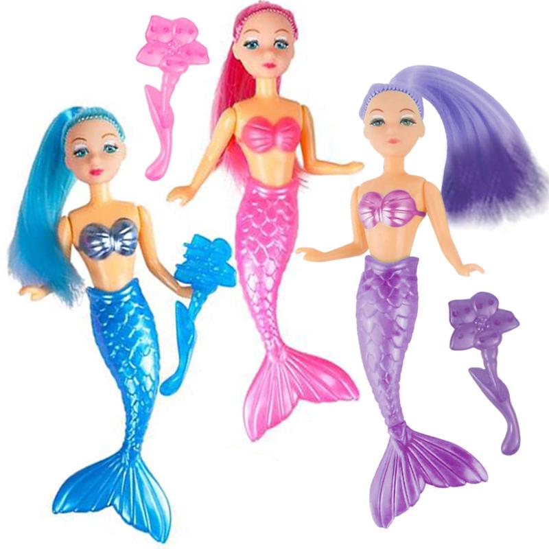 Artcreativity Mermaid Playset For Girls, Mermaid Toys Set With 3 Figurines & 3 Brushes Princess Party Favors For Children, Best