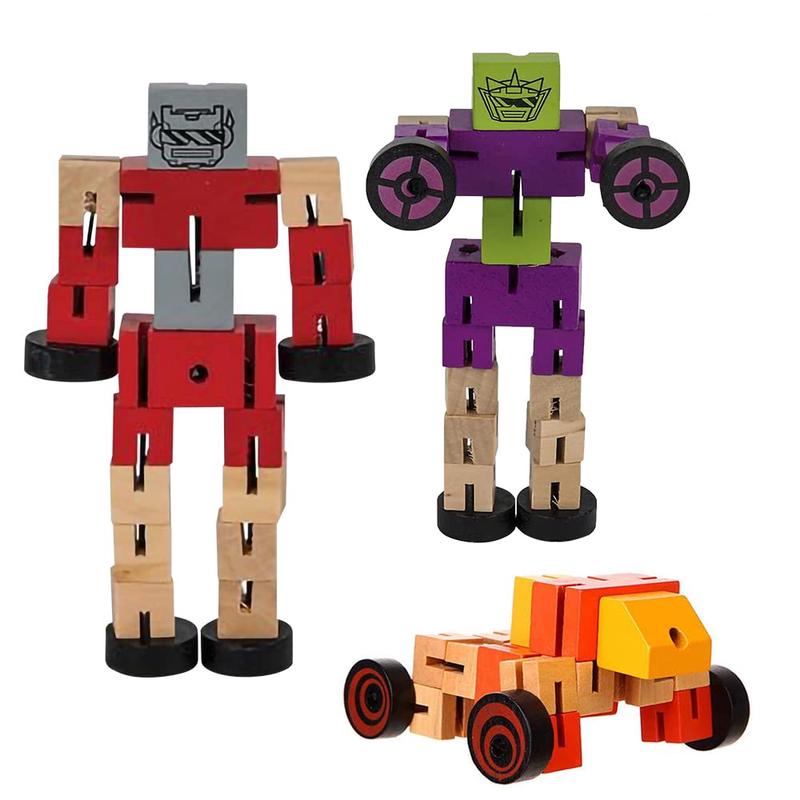 ArtCreativity Wooden Toy Robots - 3 Pack - Colorful Action Figures for Kids - Develops Motor Skills - Fun Gift and Party Favors