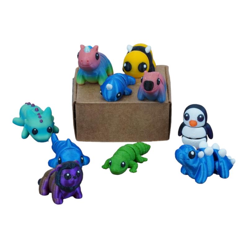 Articulating Mini Animal Fidget Toy Mystery Pack | Cute 3D Printed Desk Toy For Stress Relief | Eco-Friendly | Made In Usa (10 P